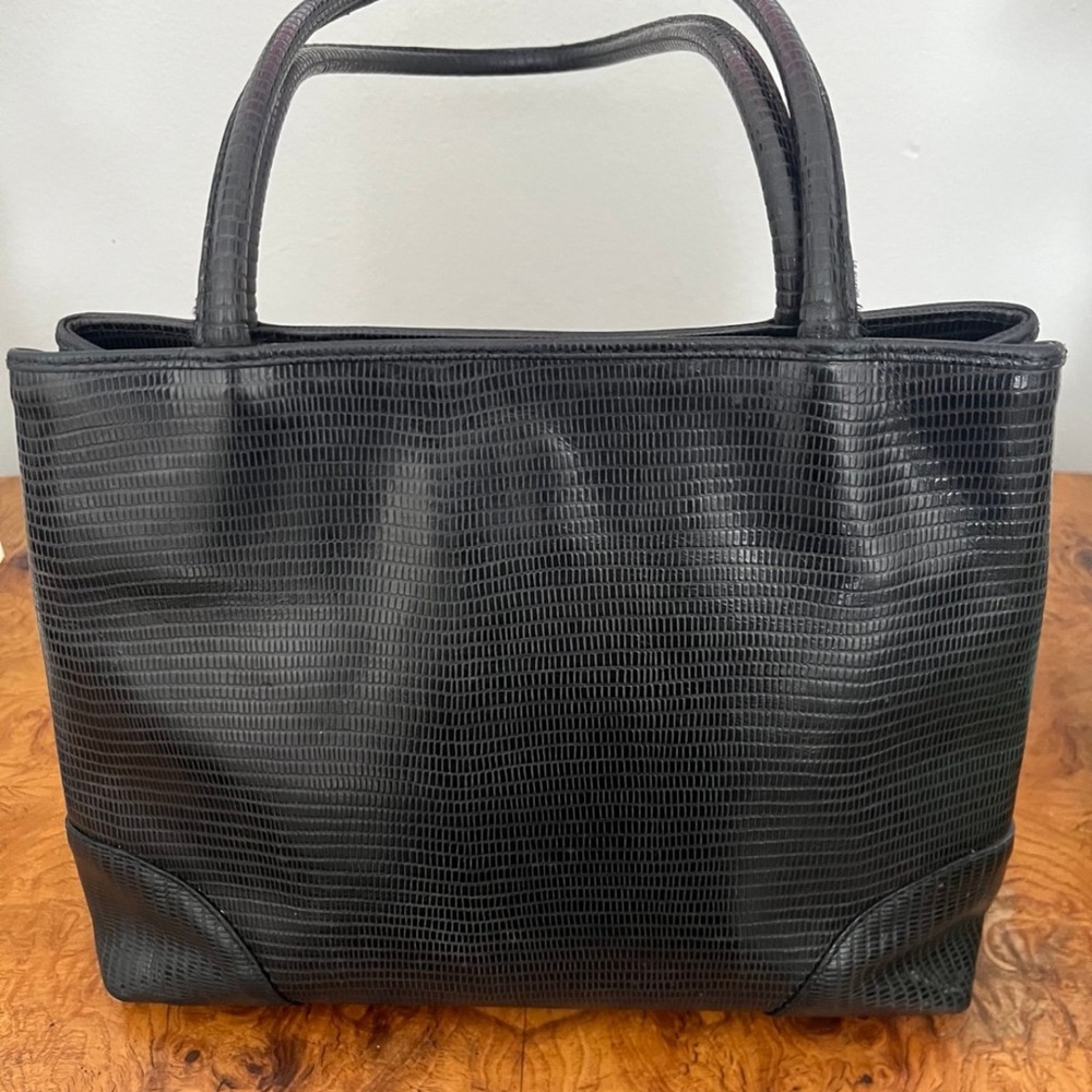 Bottega Veneta Vintage Black Lizard-Embossed Leather Tote - Picture 2 of 10